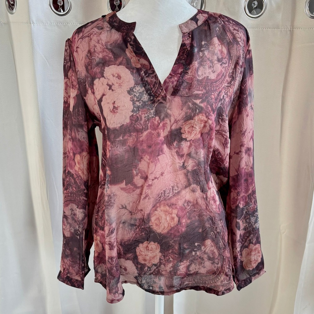 Vic Via Womens Top Medium Sheer Floral Cottagecore Romantic Whimsigoth 20261